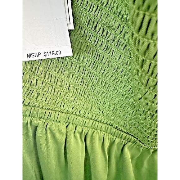 1.STATE Women's Beaded Halter Neck elasticized waist Midi Dress Pockets Green 2 - Picture 13 of 13